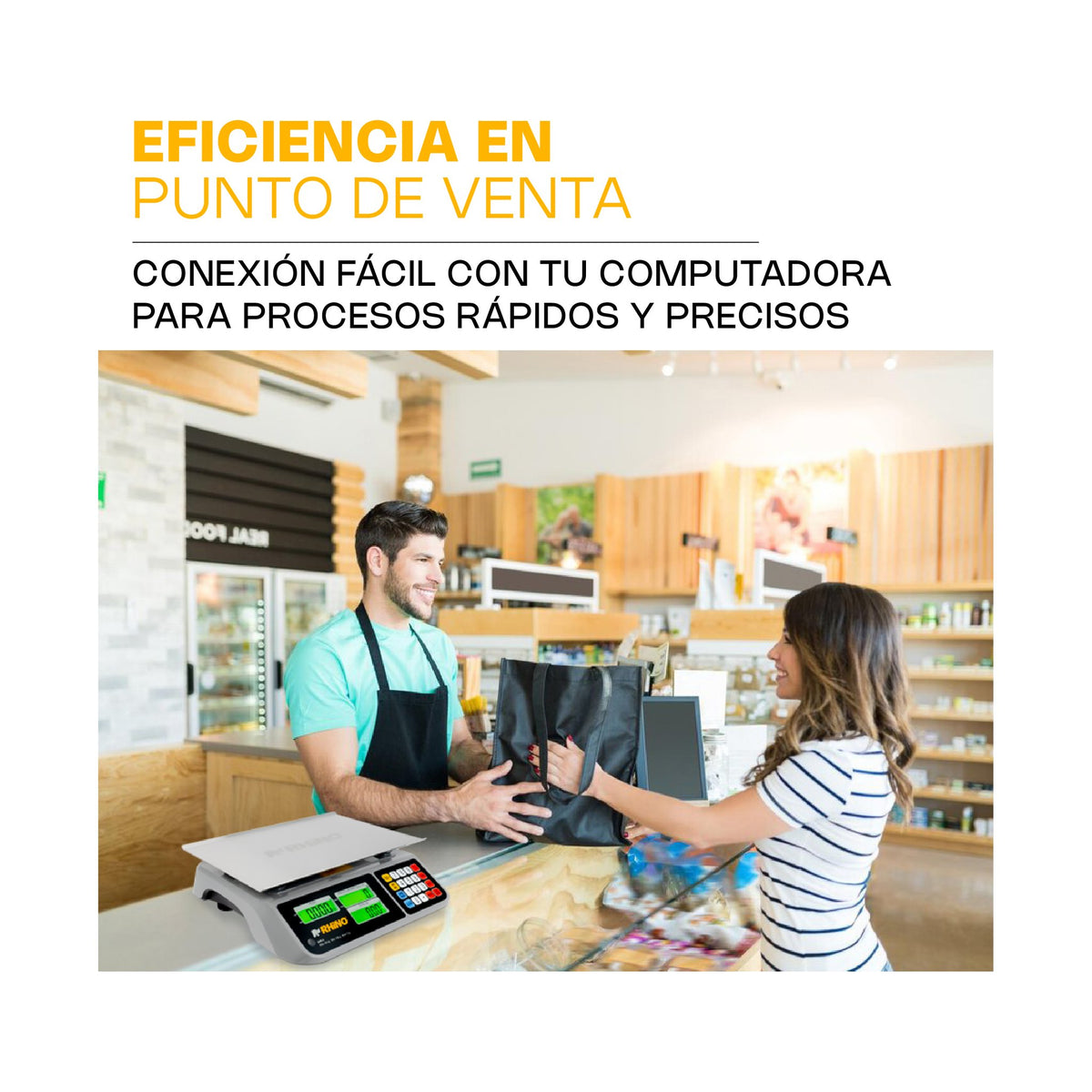 Báscula Electrónica Multifunciones con Puerto USB 60 kg Rhino BAR-10 · vista 3