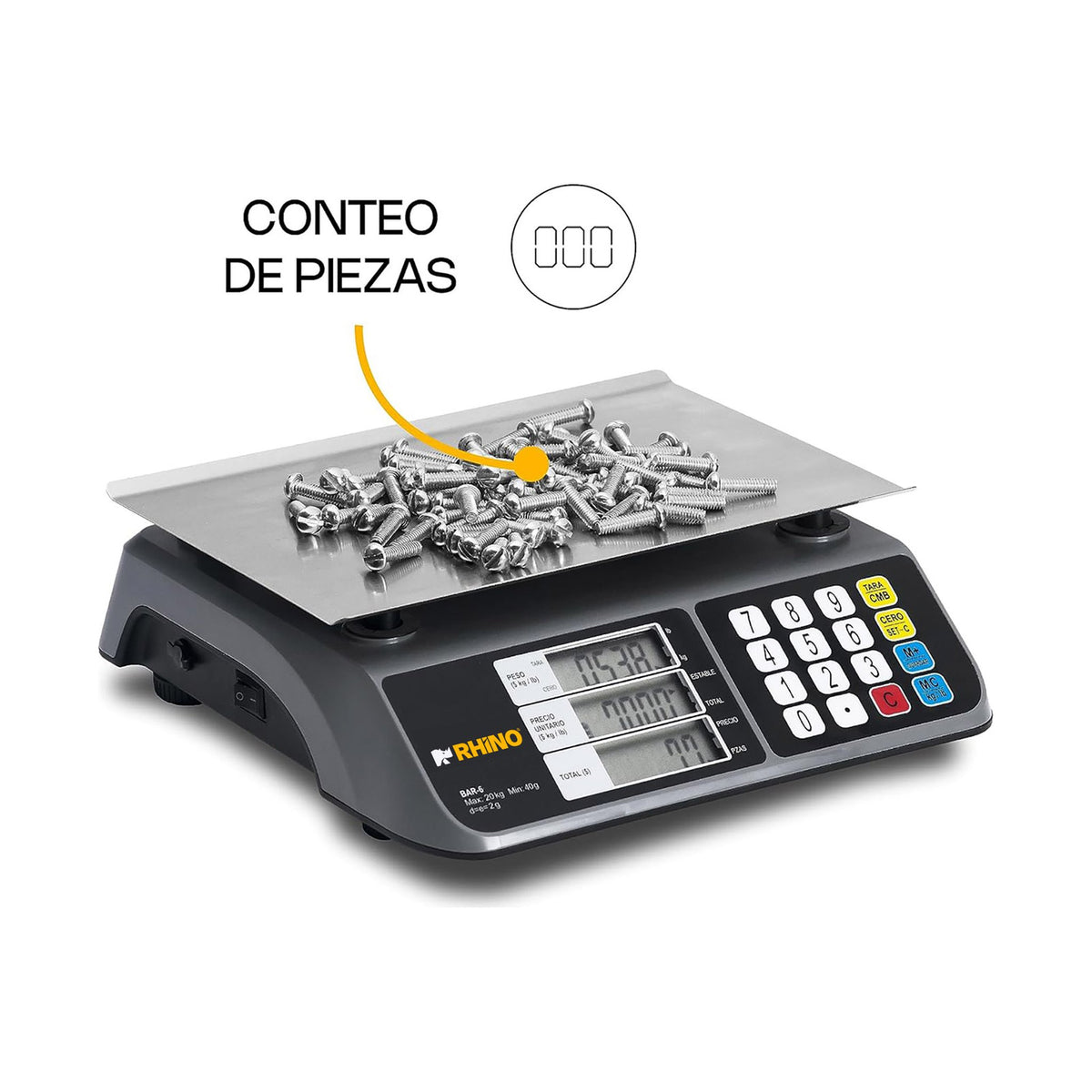 Báscula Electrónica Multifunciones 20 kg Rhino BAR-6 · vista 3
