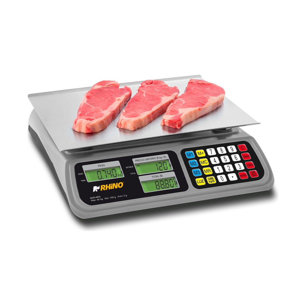 Báscula Electrónica Multifunciones con Puerto USB 40 kg Rhino BAR-8RS · vista 3