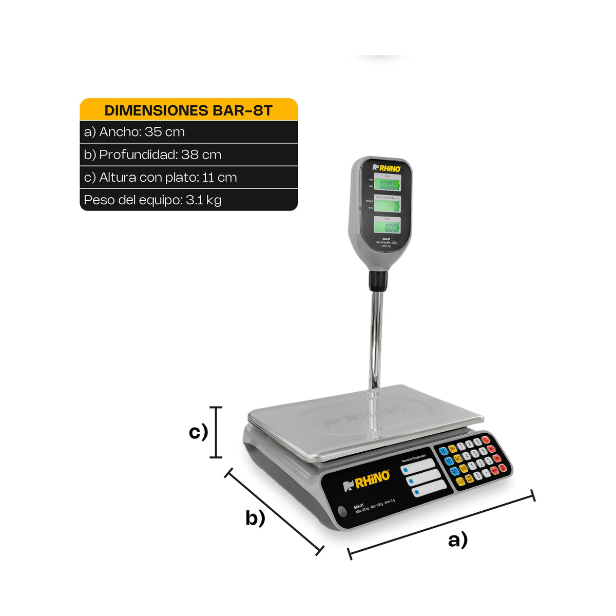 Báscula Electrónica Multifunciones con Torreta 40 kg Rhino BAR-8T · vista 4