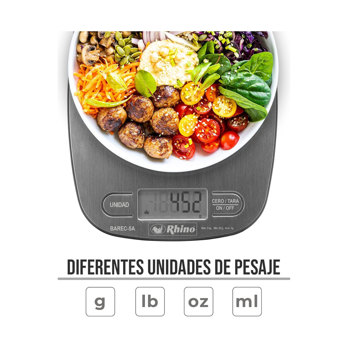 Báscula de Cocina 5 kg Rhino BAREC-5A · vista 3