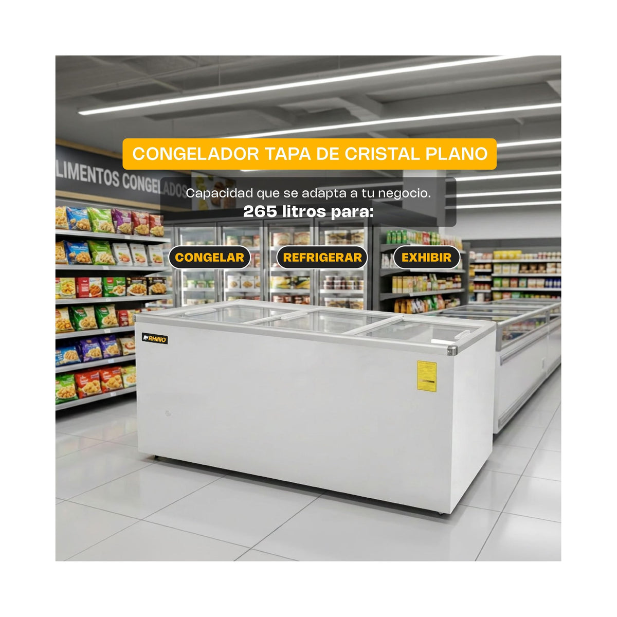 Congelador Tapa de Cristal Plano Rhino CONGECRI-12P · vista 2