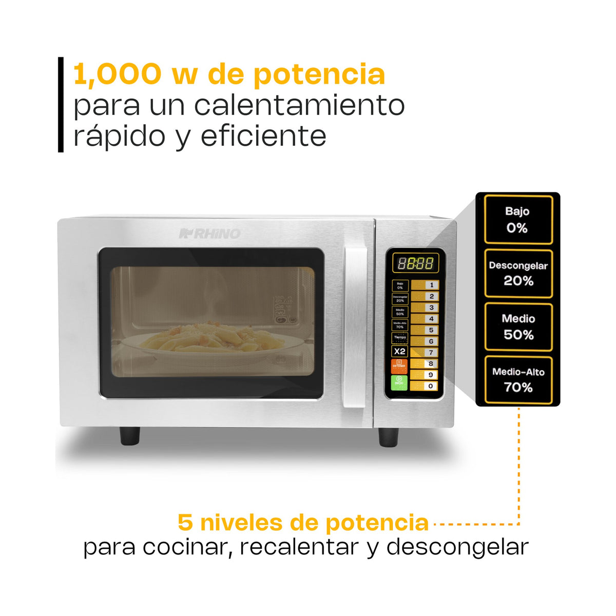 Horno de Microondas Digital 0.9 pies Rhino HOMIC-09D · vista 2