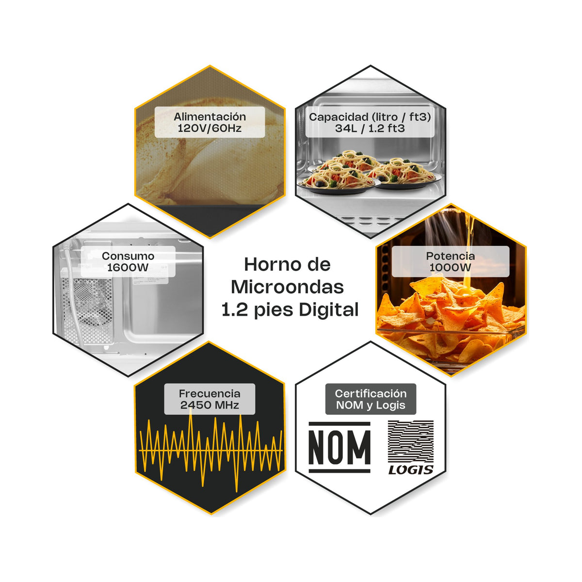 Horno de Microondas Digital 1.2 pies Rhino HOMIC-12D · vista 4