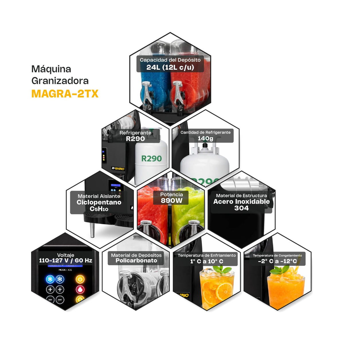Máquina Granizadora Premium 24 L Rhino MAGRA-2TX · vista 4