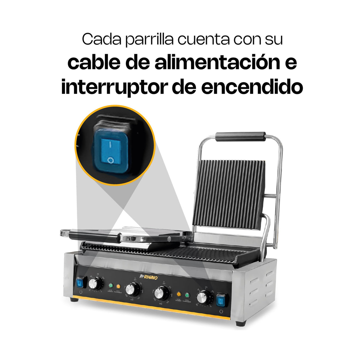 Plancha Panini 3,600 W Rhino PLANPA-3600 · vista 2