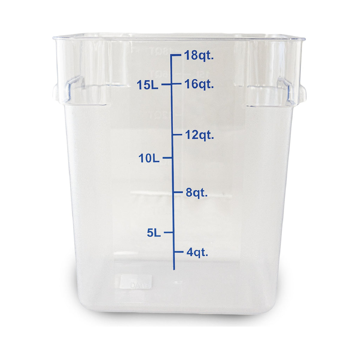 Recipiente de Policarbonato Graduado Cuadrado Caledonia · 18 qt