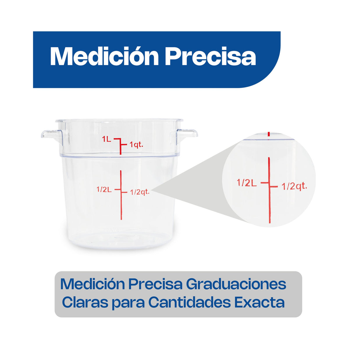 Recipiente de Policarbonato Graduado Redondo Rhino · 1 qt · vista 2