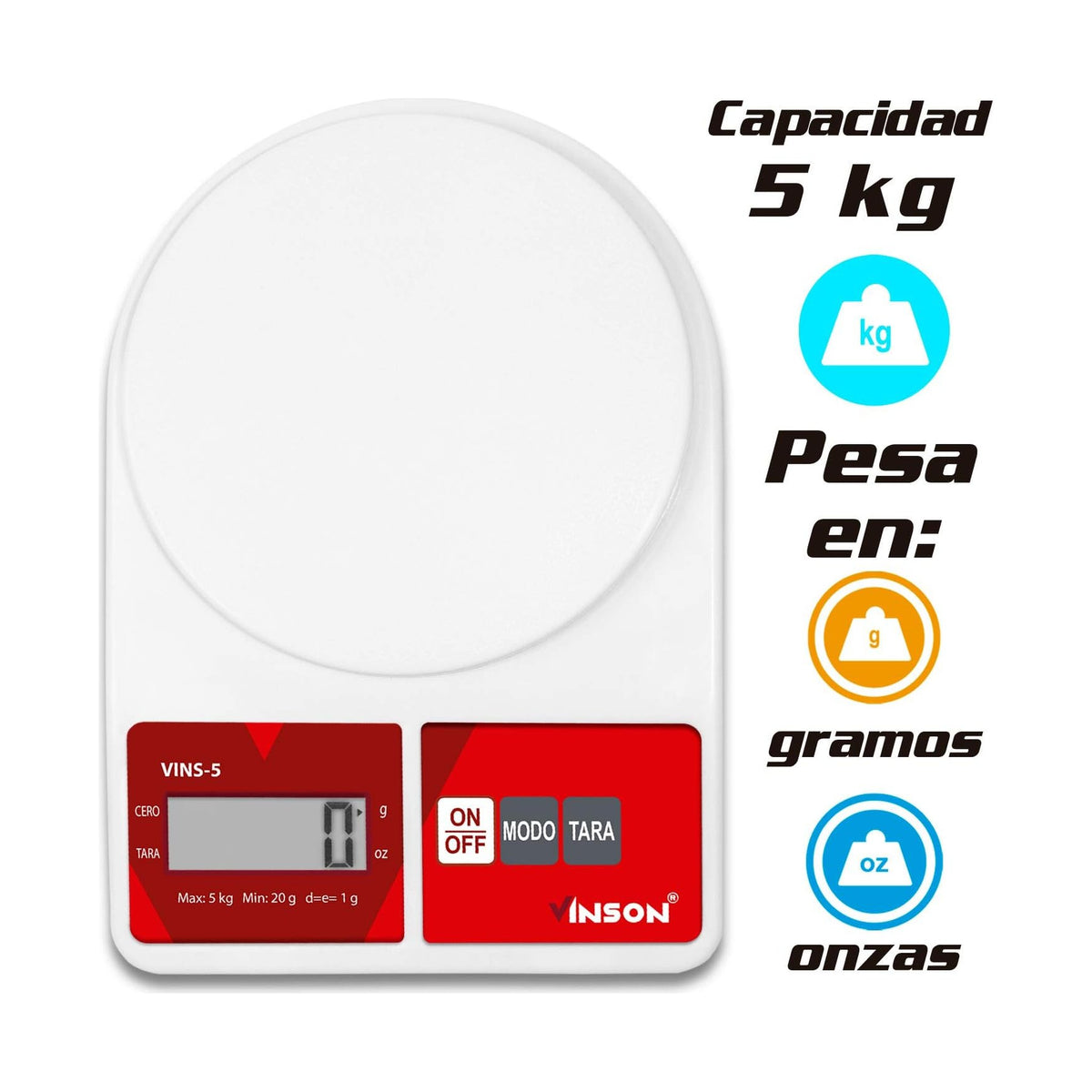 Báscula Circular 5 kg Vinson VINS-5 · vista 4