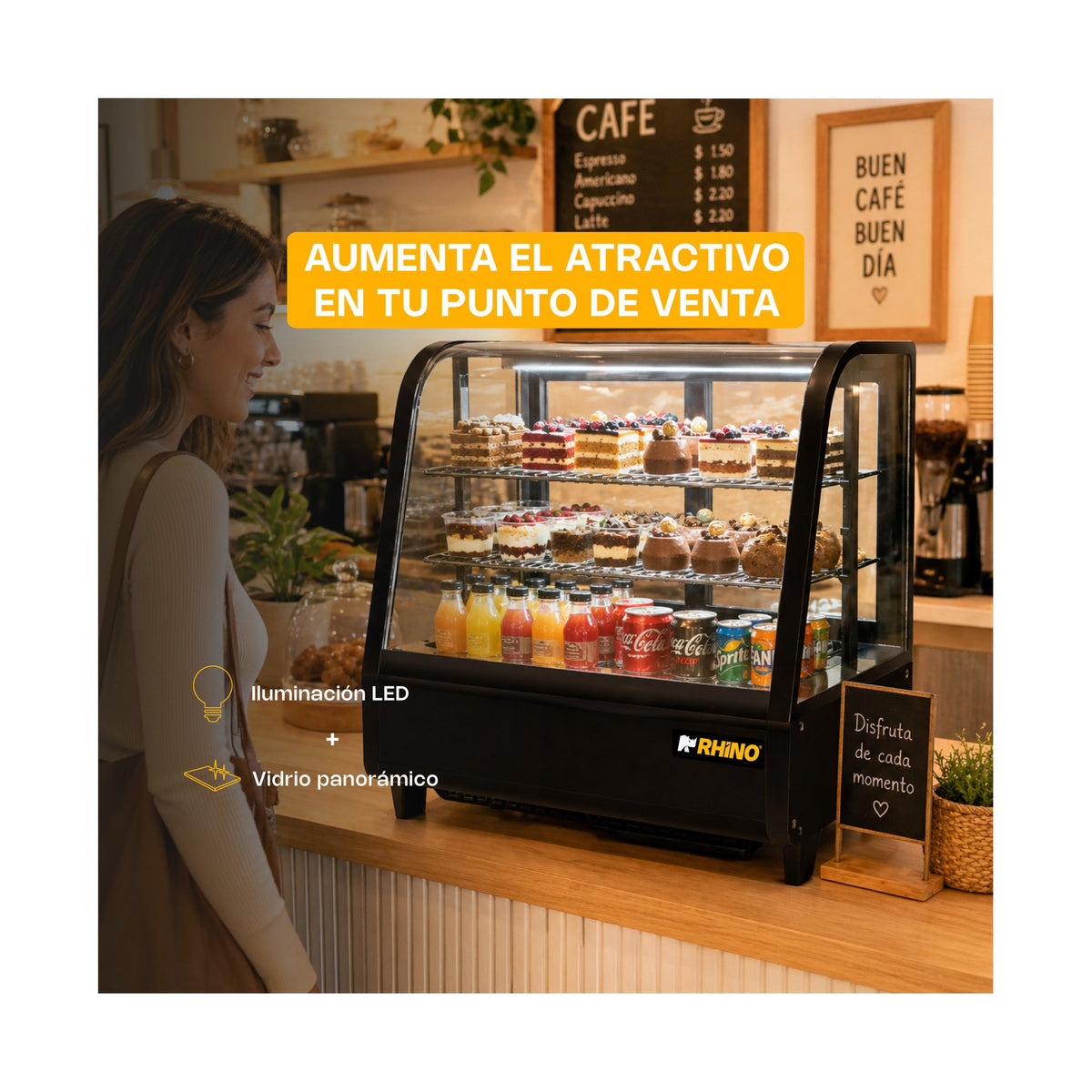 Vitrina Refrigerada de Mostrador 76 L Rhino VIREMO-100 · vista 4