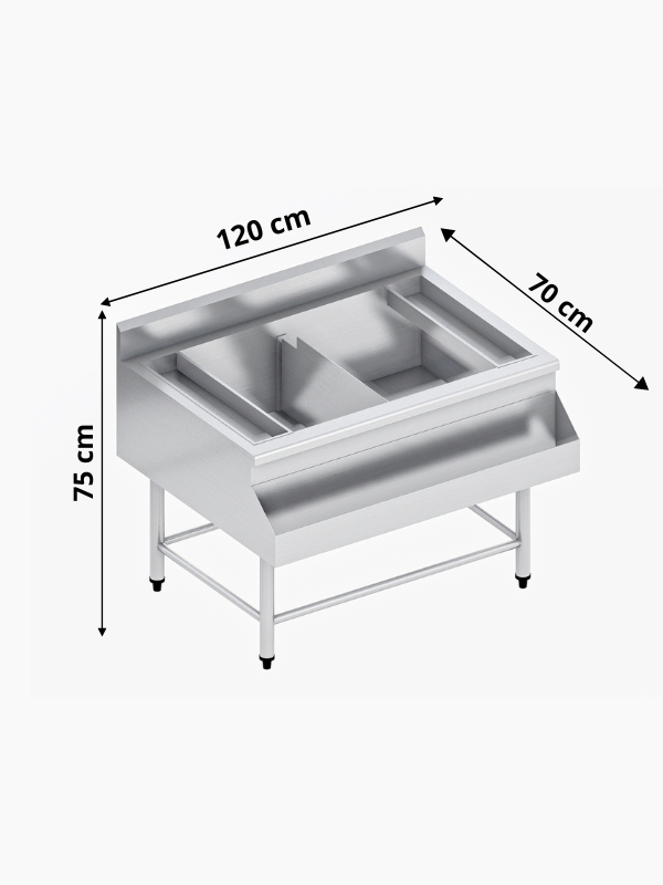 Unidad Coctelera en Acero Inoxidable sin Tarja (120x70 x 75 cm) UST-2