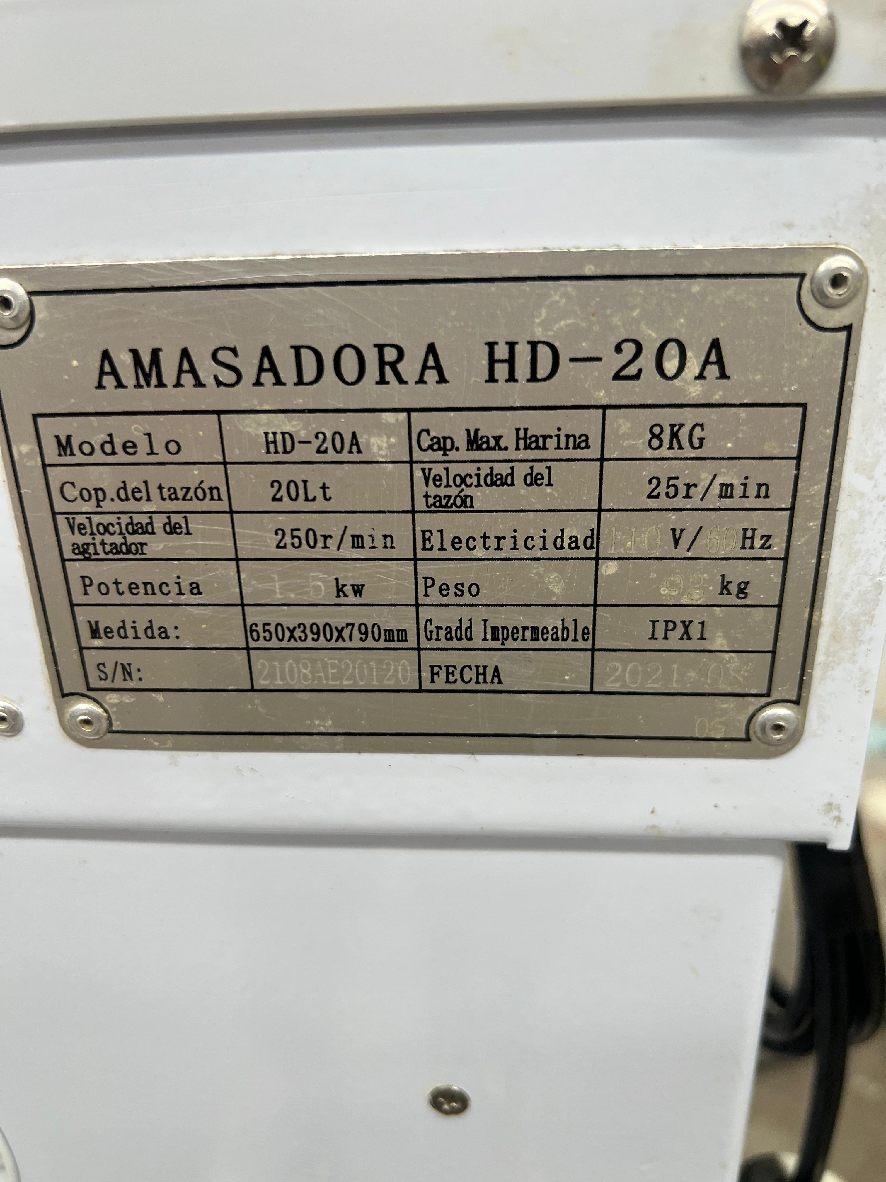 MIGSA HD-20A | Amasadora 20 Lts (Reacondicionada)