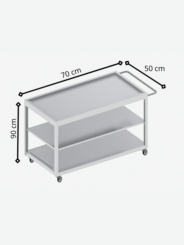 Carrito Transportador de Acero Inoxidable (70x50 x 90 cm) CTA-2