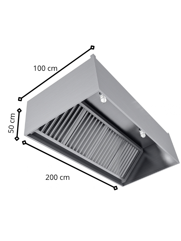 Campana de Extracción en Acero Inoxidable 200 cm #Ancho_200 cm