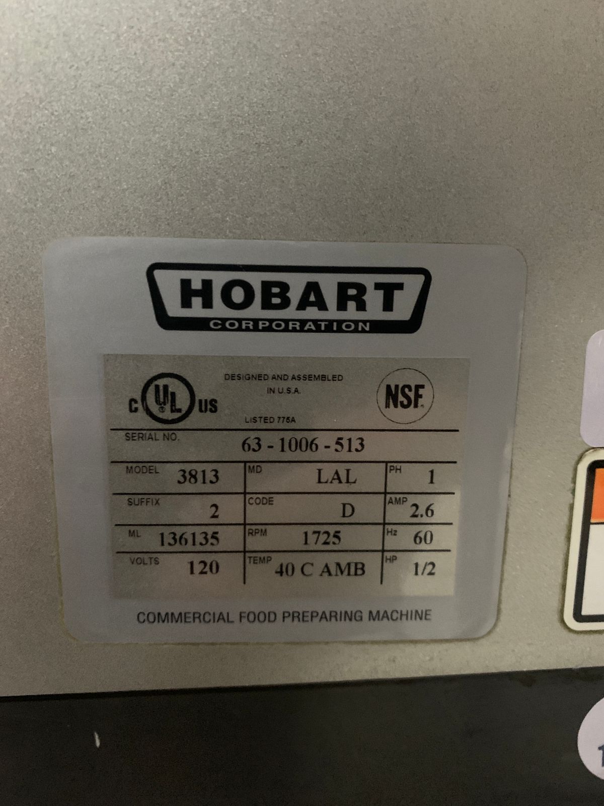 Rebanadora Manual Hobart 3813 (Reacondicionado)