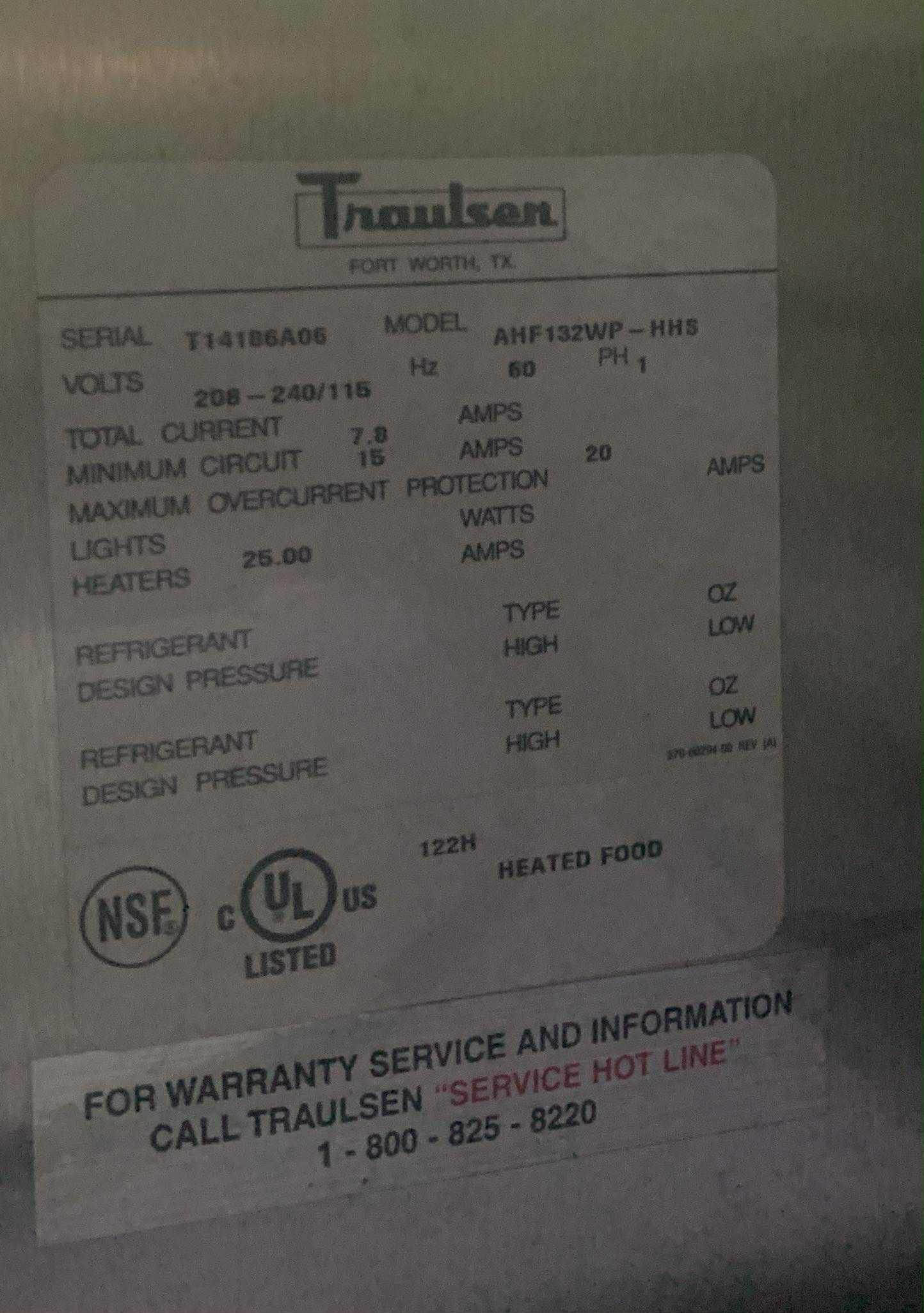 Gabinete Caliente Traulsen AHF123WP-HHS (Reacondicionado)