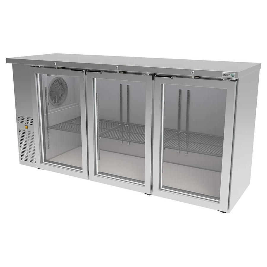 Refrigerador Contrabarra Slim 3 Puertas de Cristal Acero Inoxidable Asber ABBC-24-72-SG-HC