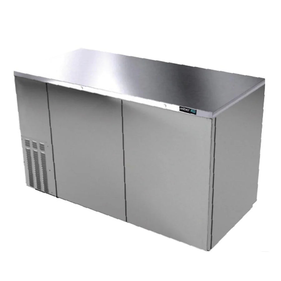 Asber ABBC-68-S HC Refrigerador Contrabarra Acero Inoxidable 2 puertas Solidas 26.3 Pies