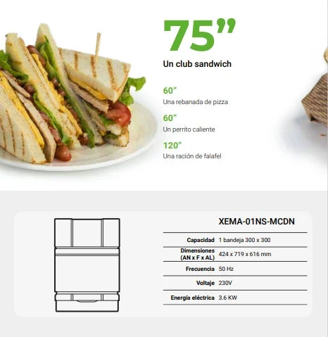 Horno Convección y Cocción Acelerada Eléctrico 1 Bandeja 30x30 cm SPEED.Compact™ ECO Unox XEMA-01NS-MCDS-AL