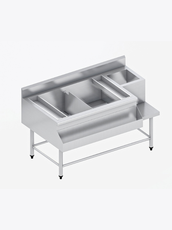 Unidad Coctelera de Acero Inoxidable con Tarja (150x70 x 75 cm) UCT-2
