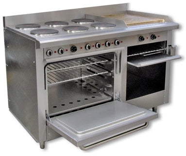 Estufa Eléctrica 6 Platos 2600W C/U, Gratinador, Plancha 2 Resistencias 3350W, Horno Resistencia 4870W, 220V, Control De Temperatura Independiente Coriat EC-6-H-GRILL-E MASTER