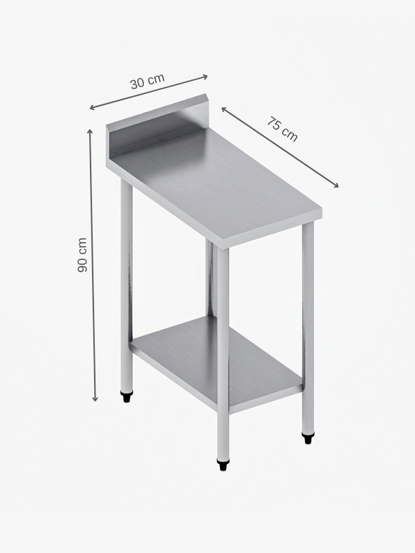 Mesa de Apoyo Neutro en Acero Inoxidable (30x75 x 90 cm) MA-1N