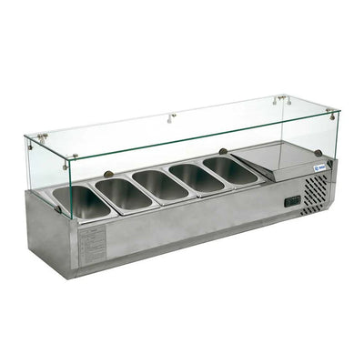RT-1200L VITRINA REFRIGERADA PARA ENSALADAS Y PIZZAS SOBRE MESA DE 120 CM DE FRENTE