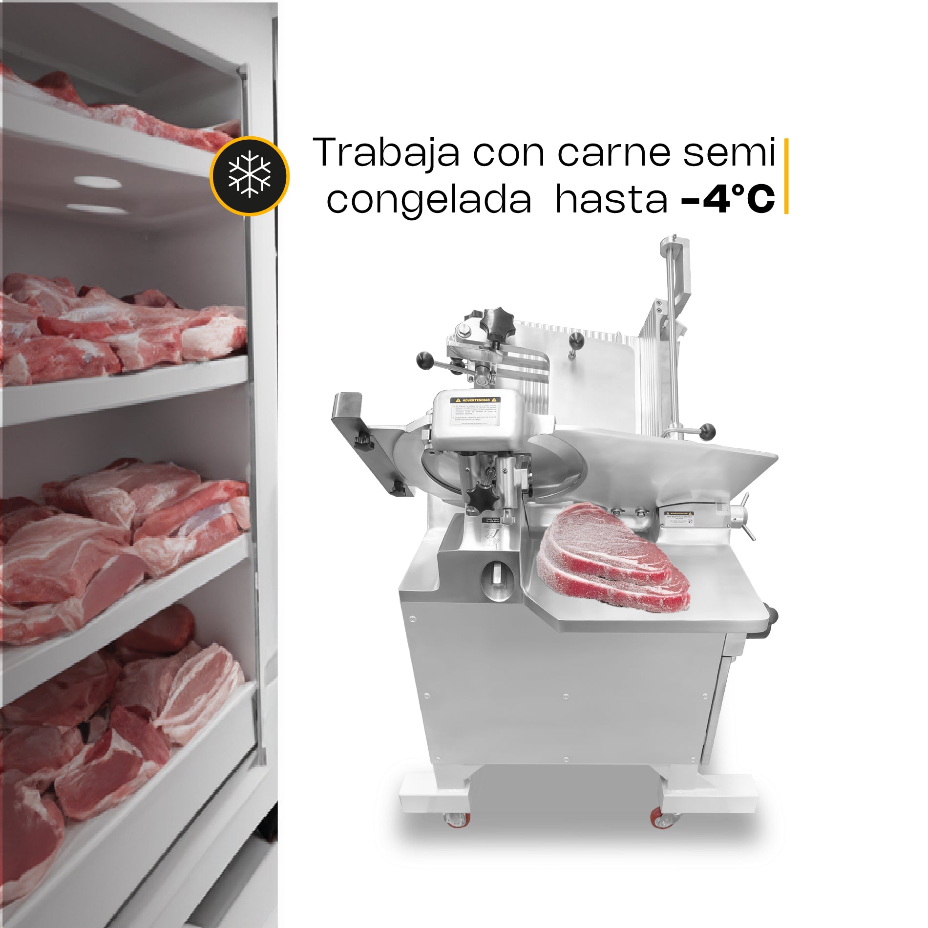 Rhino REBAC-363 Rebanadora Automática para Carne Semi Congelada 30 Kg 1 Hp 110V