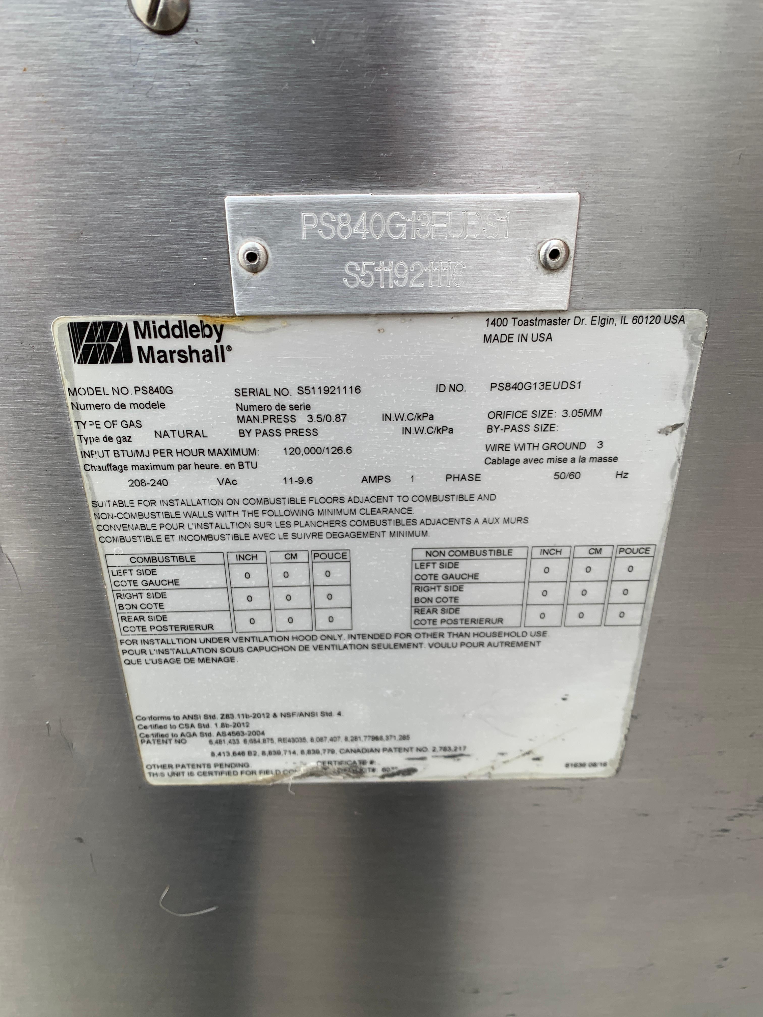 Horno Doble de Banda 32 Pulgadas Middleby Marshall ps840g (Seminuevo)