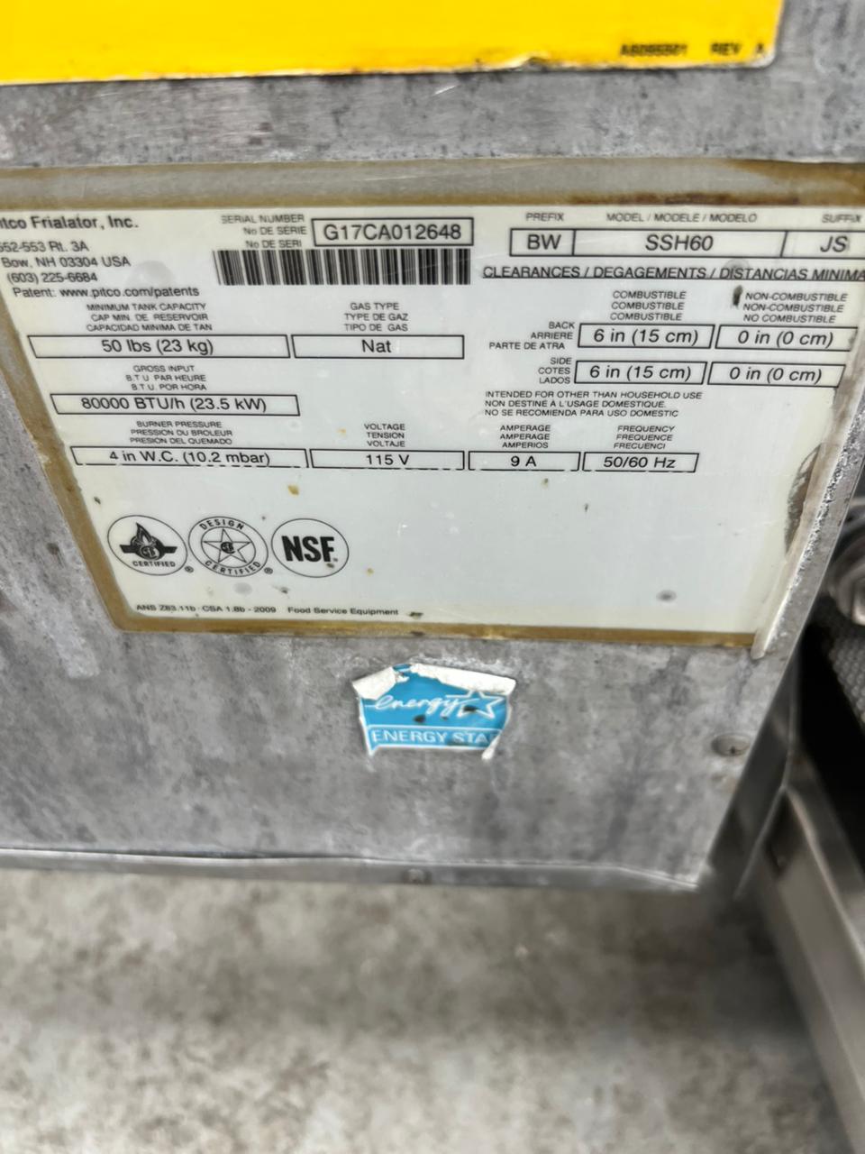 Freidora 3 Tinas Pitco SSH60 (Reacondicionado)