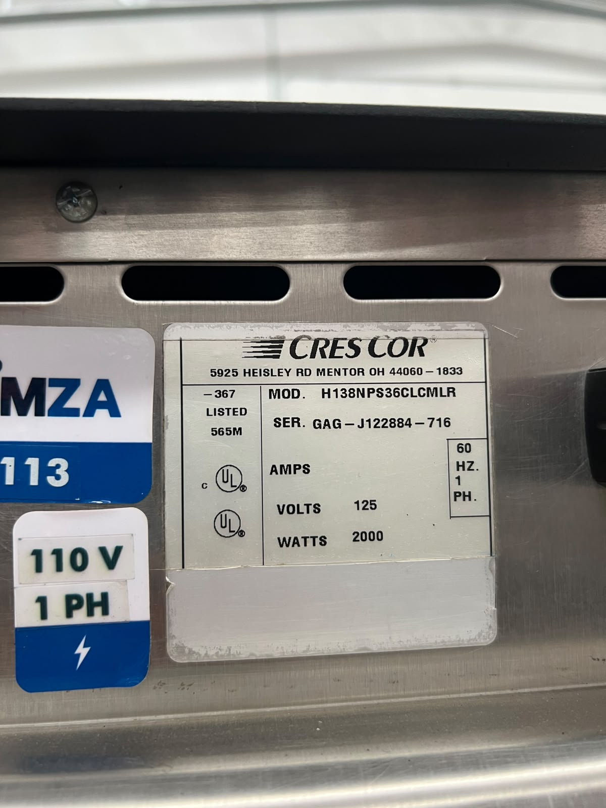 Gabinete Caliente Crescor H138NPS36CLCMLR (Reacondicionado) (Copia)
