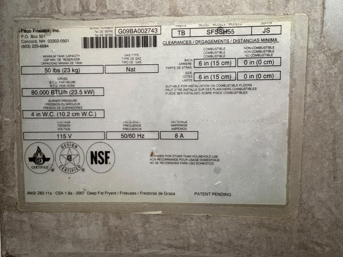 Freidora a Gas con Carrito Filtrador Pitco SFSSH55 Solstice Supreme (Reacondicionado)