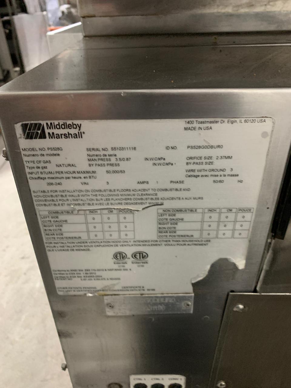 Horno de Banda Doble 18 Pulgadas Middleby Marshall ps528g (Reacondicionado)