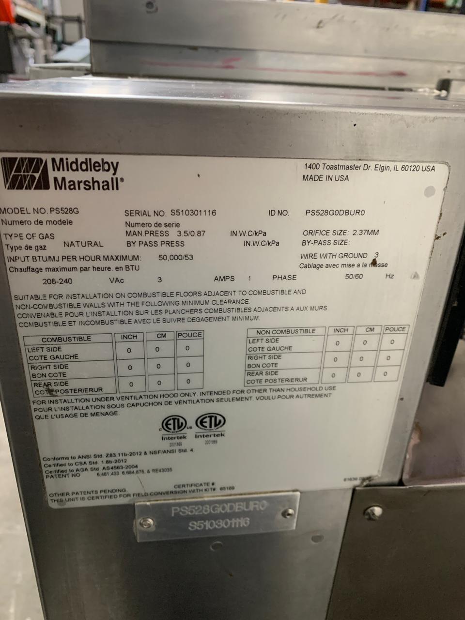 Horno de Banda Doble 18 Pulgadas Middleby Marshall ps528g (Reacondicionado)