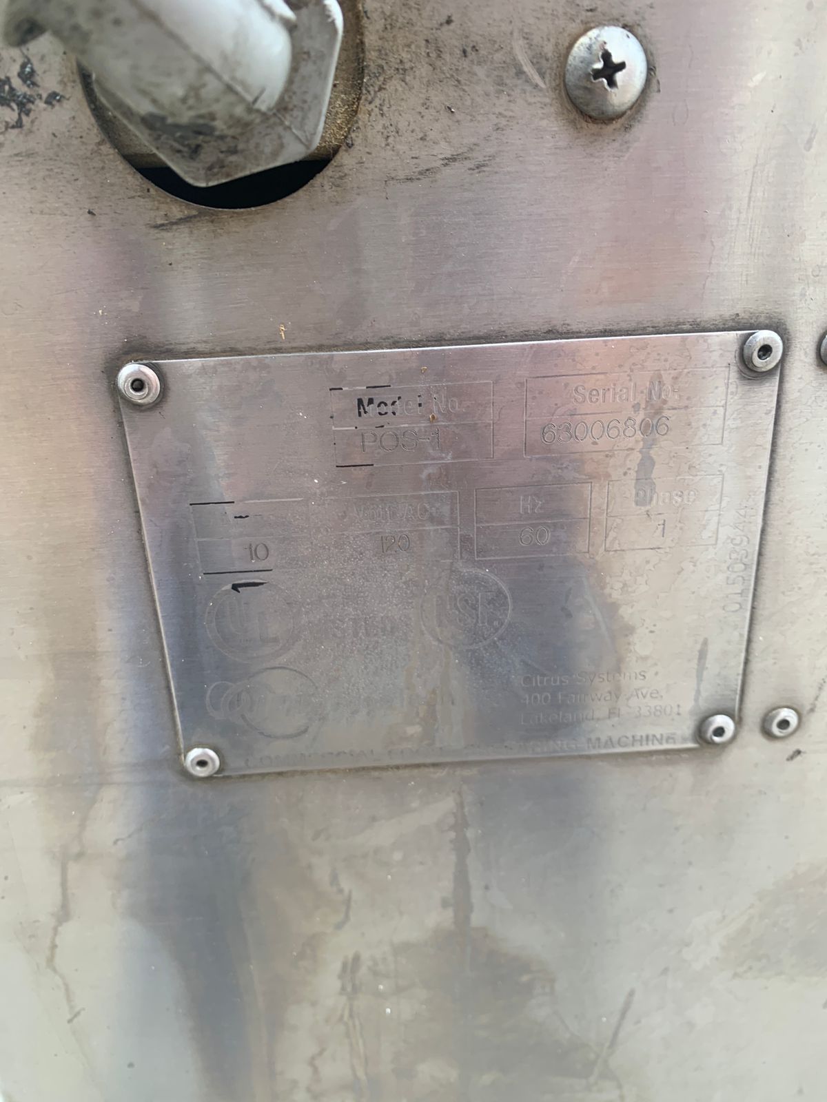 Extractor / Exprimidor de Jugo de Naranja Industrial POS-1 JBT / FMC (Reacondicionado)