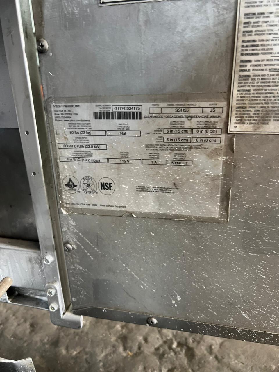 Freidora 2 Tinas Pitco SSH55 (Reacondicionado)