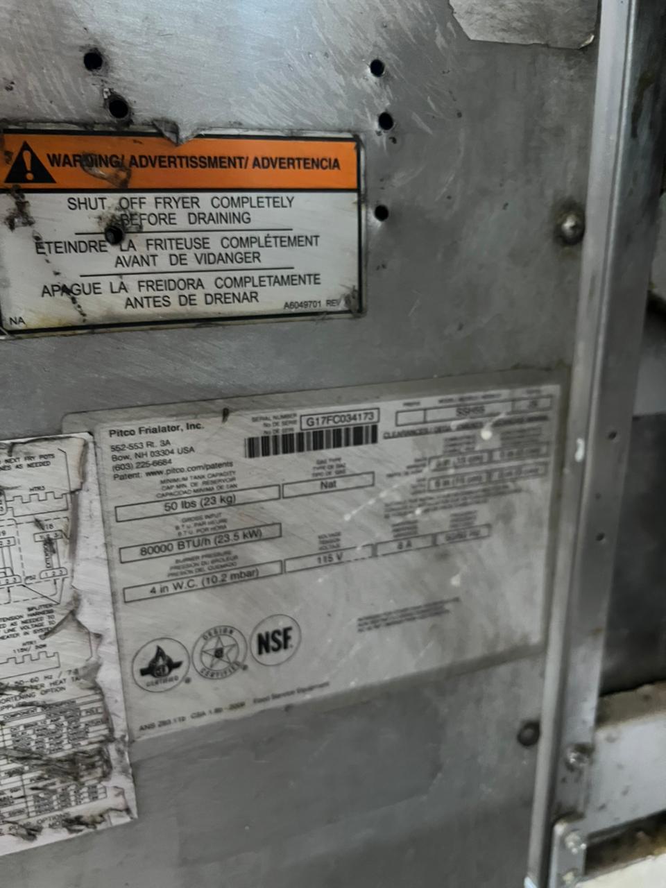 Freidora 2 Tinas Pitco SSH55 (Reacondicionado)