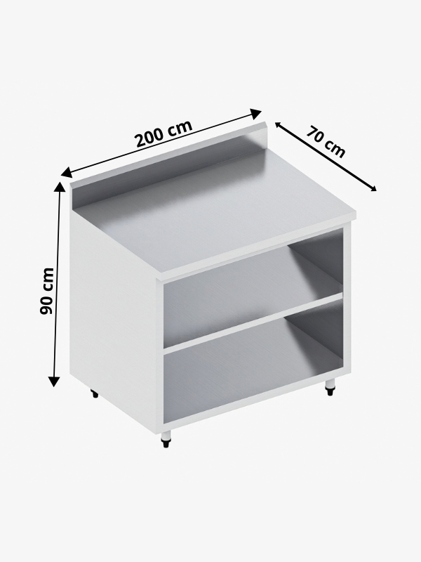 Gabinete Abierto de Acero Inoxidable 200 cm #Ancho_200 cm