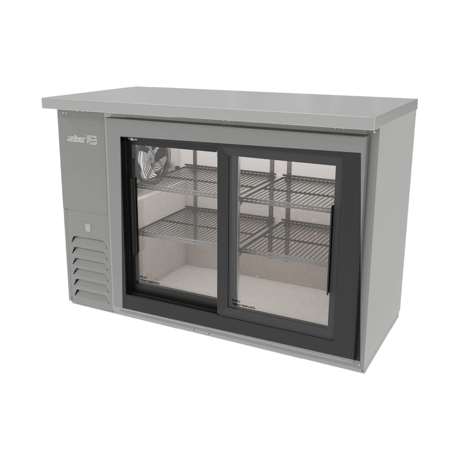 Refrigerador Contrabarra Slim 2 Puertas de Cristal Corredizas Acero Inoxidable Asber ABBC-24-48-SG-SD-HC