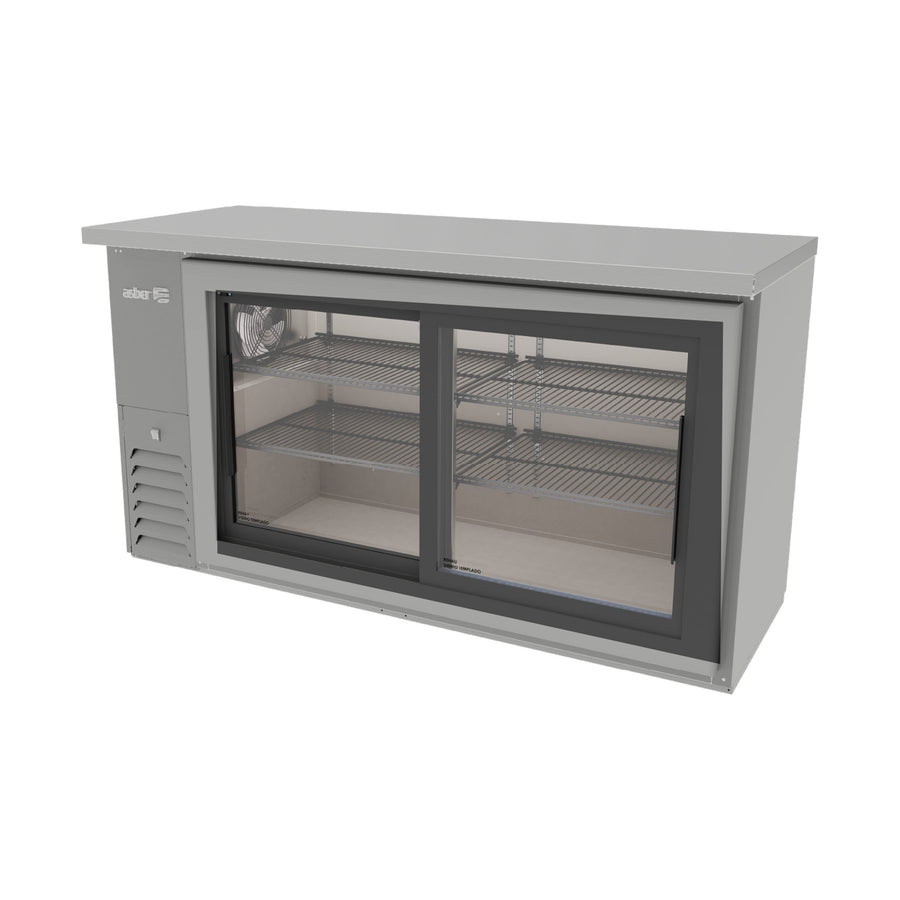 Refrigerador Contrabarra Slim 2 Puertas de Cristal Corredizas Acero Inoxidable Asber ABBC-24-60-SG-SD-HC