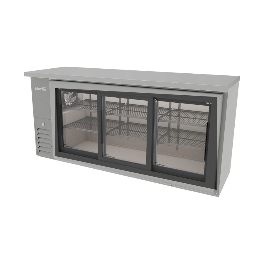 Refrigerador Contrabarra Slim 3 Puertas de Cristal Corredizas Acero Inoxidable Asber ABBC-24-72-SG-SD-HC