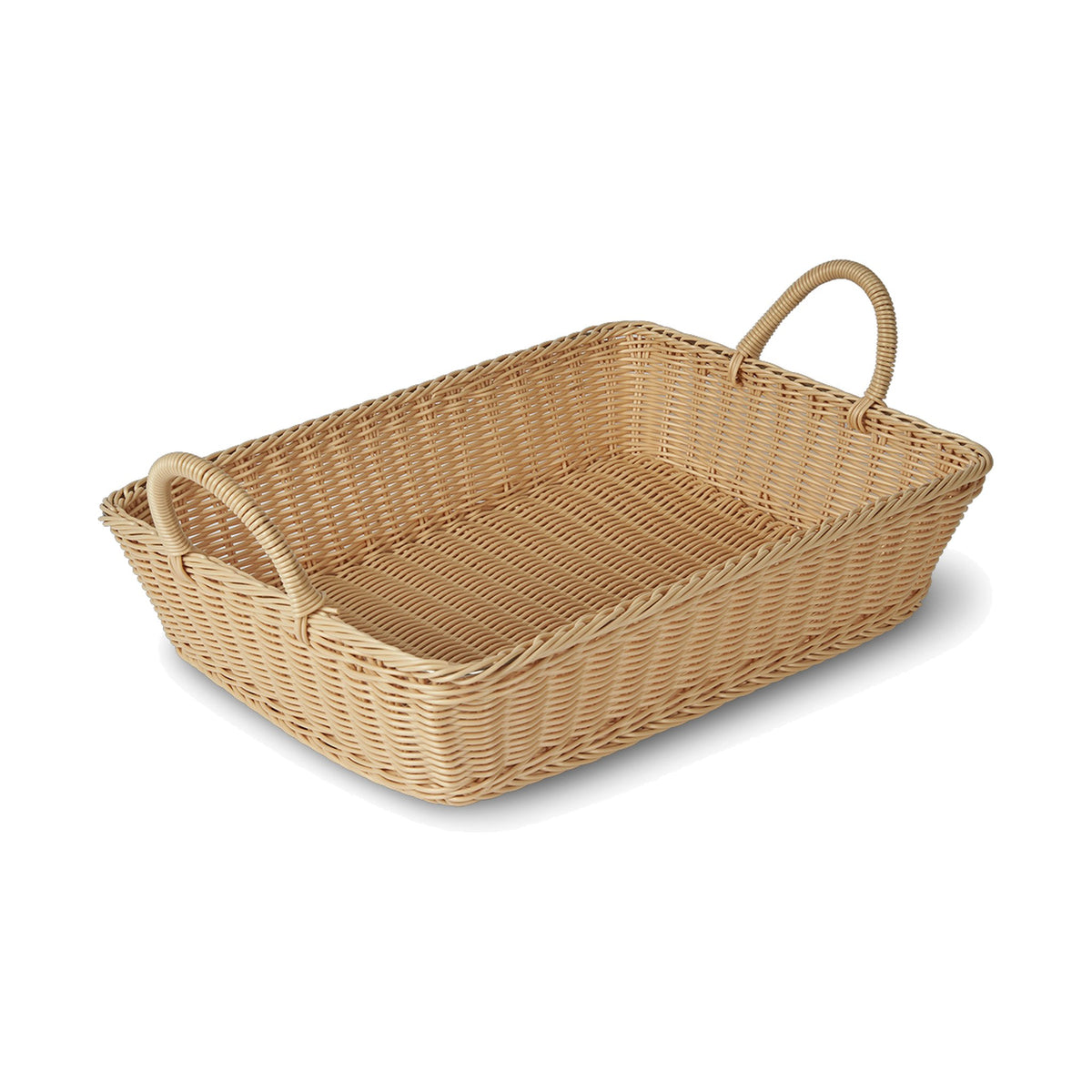 Cesta Tejida Rectangular con Orejas 19" x 14" x 4" Concassé Beige