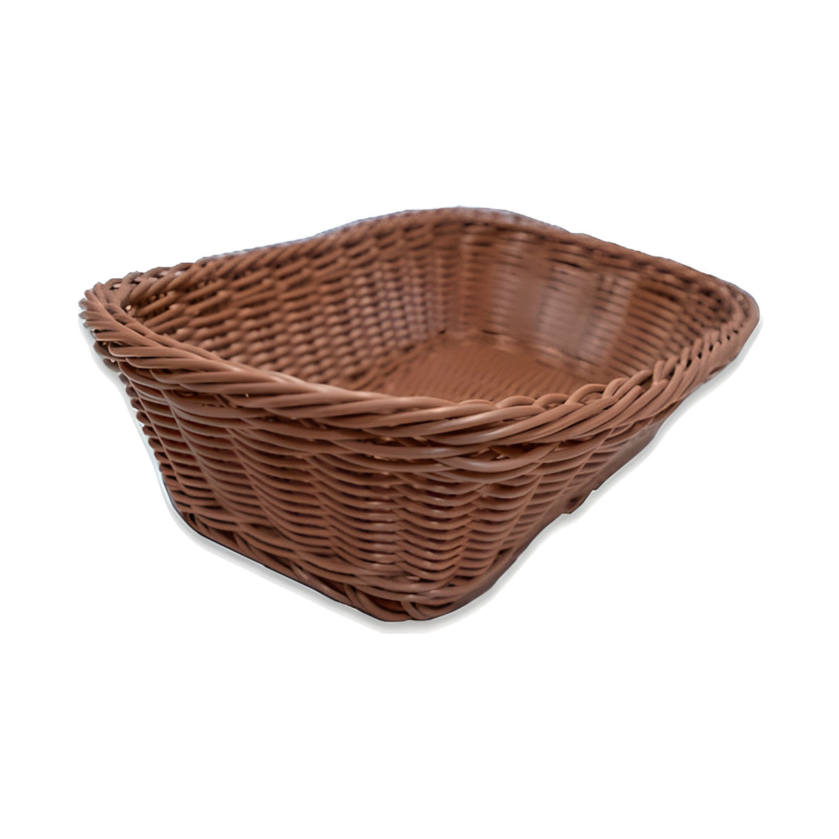Cesta Tejida Rectangular con Orejas 19" x 14" x 4" Concassé Café