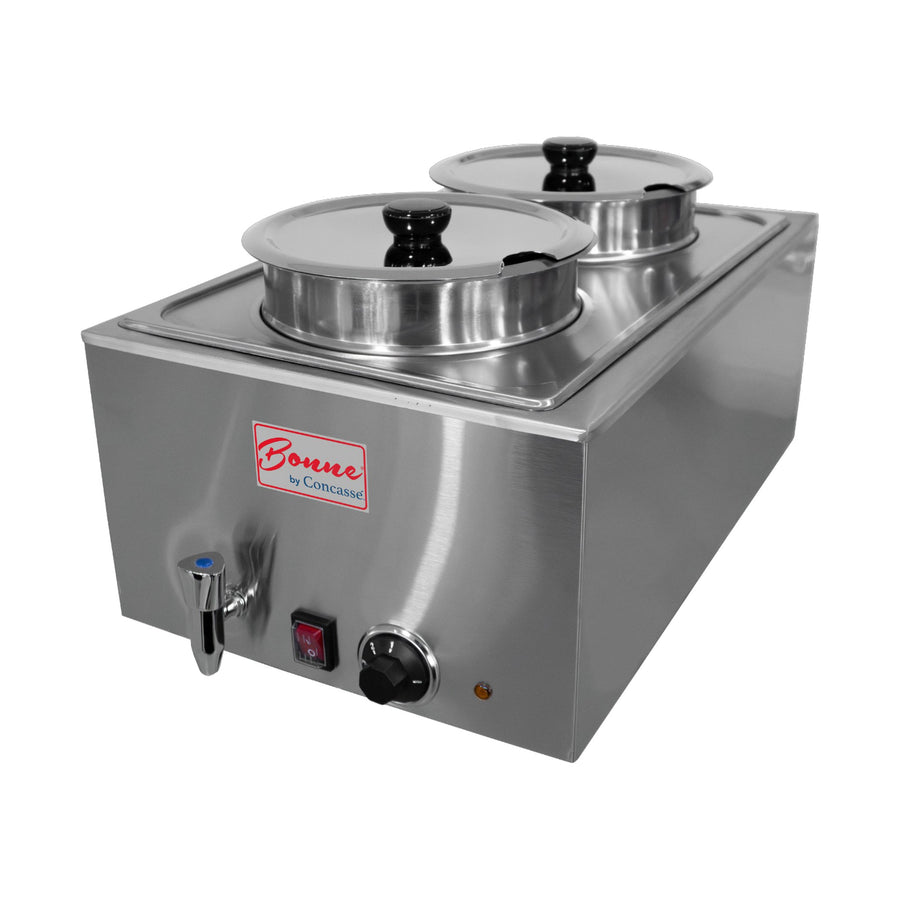 Chafer Eléctrico para Caldos 1200 W con 2 Insertos Redondos Concassé