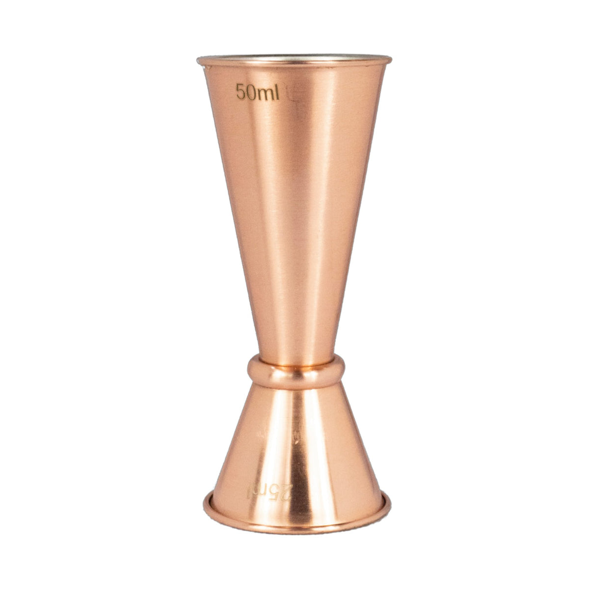 Jigger Tipo Japonés de Acero Inoxidable Concassé 25/50 ml Cobrizo #Acabado_Cobrizo
