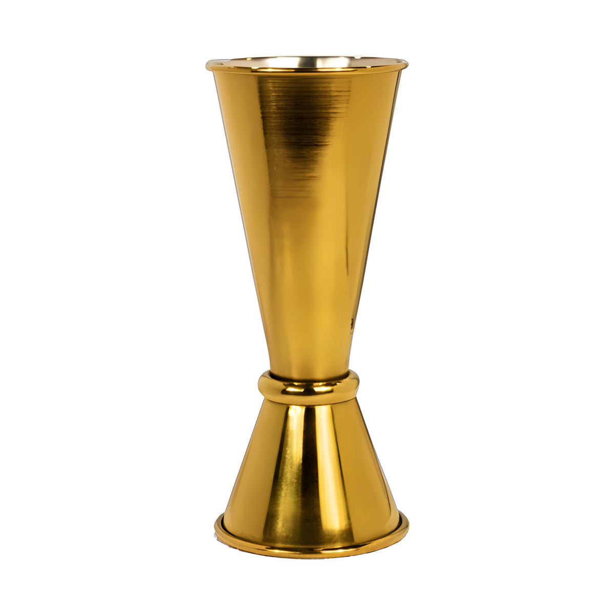 Jigger Tipo Japonés de Acero Inoxidable Concassé 25/50 ml Dorado #Acabado_Dorado
