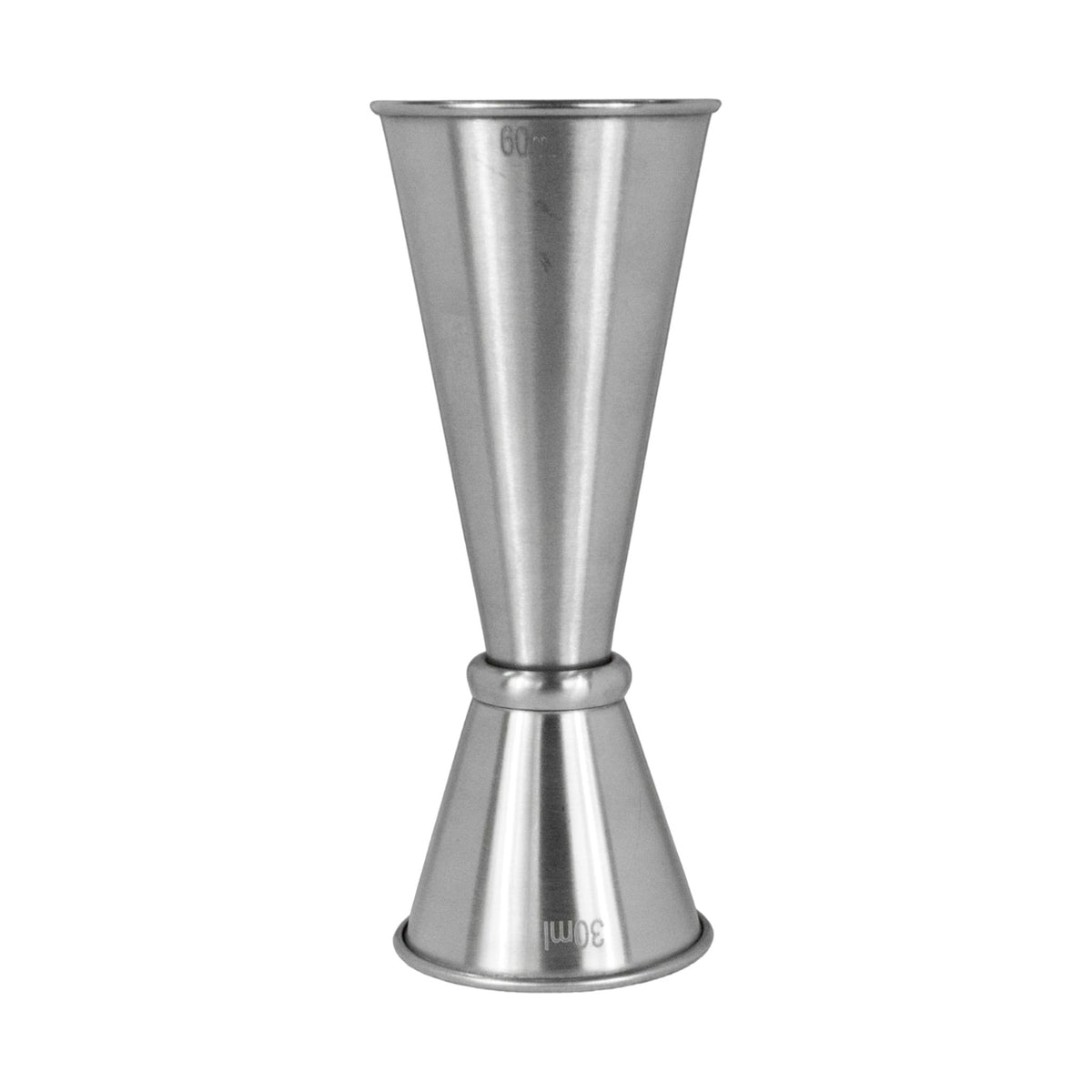 Jigger Tipo Japonés de Acero Inoxidable Concassé 30/60 ml Satinado #Acabado_Satinado
