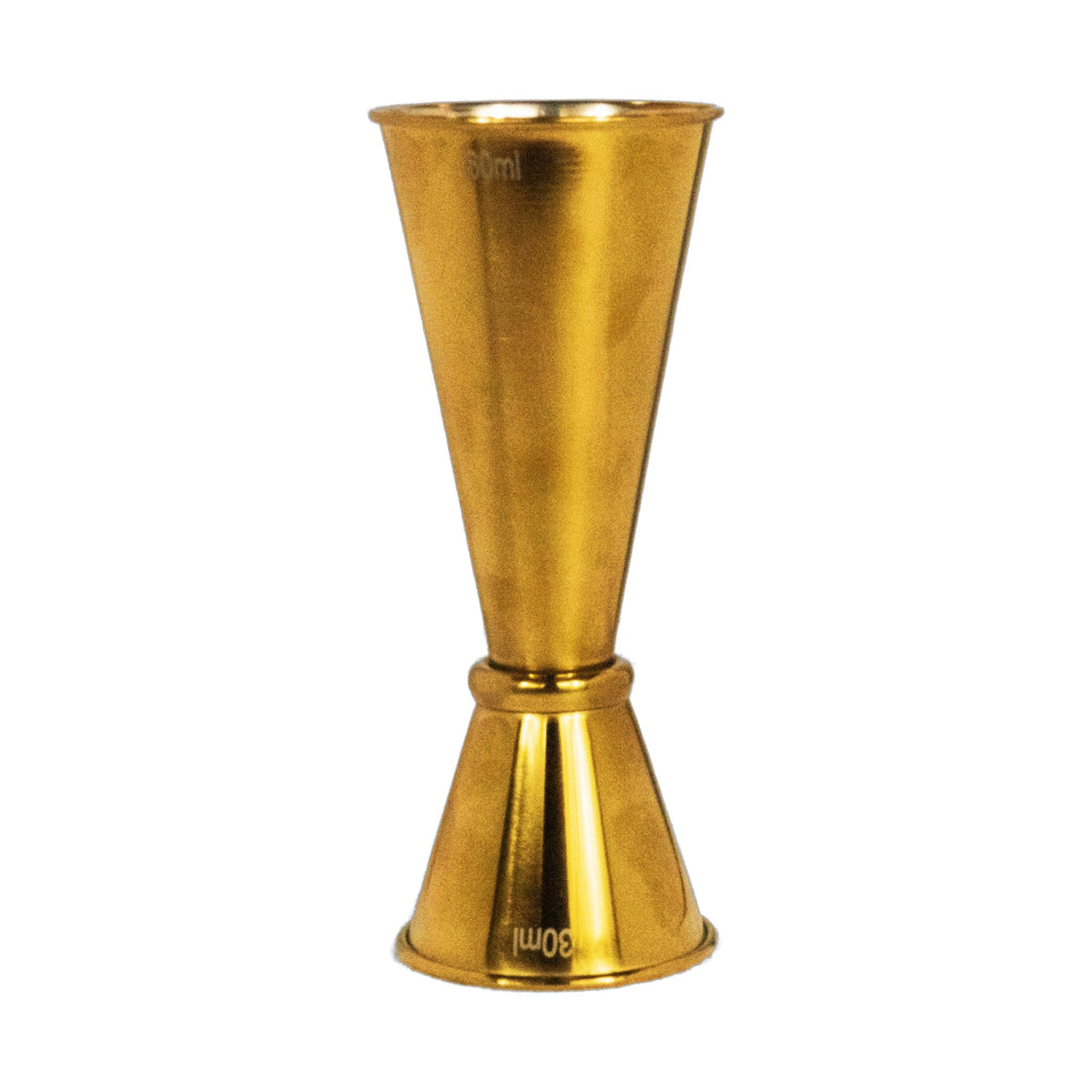 Jigger Tipo Japonés de Acero Inoxidable Concassé 30/60 ml Dorado #Acabado_Dorado