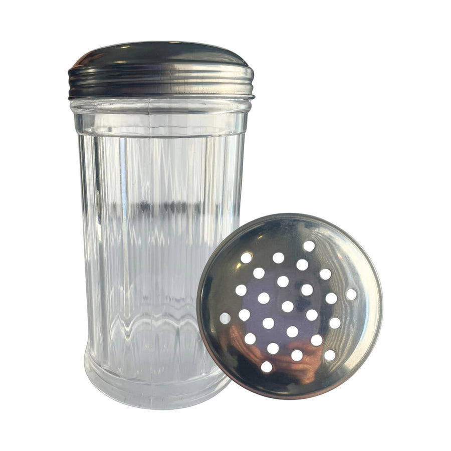 Salero de Policarbonato con Tapa Plana de Acero Inoxidable 12 oz Concassé