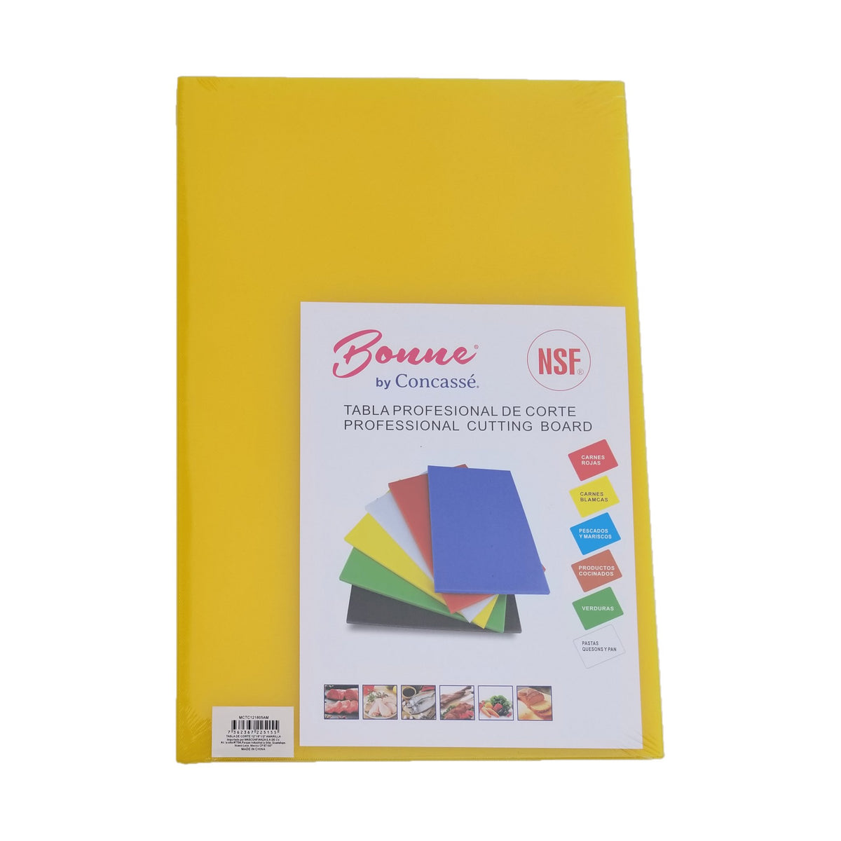 Tabla de Corte de Polipropileno Concassé 12" x 18" x 1/2" Amarillo #Color_Amarillo